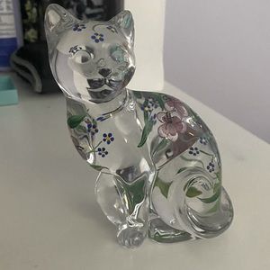 Lenox painted glass floral cat figurine